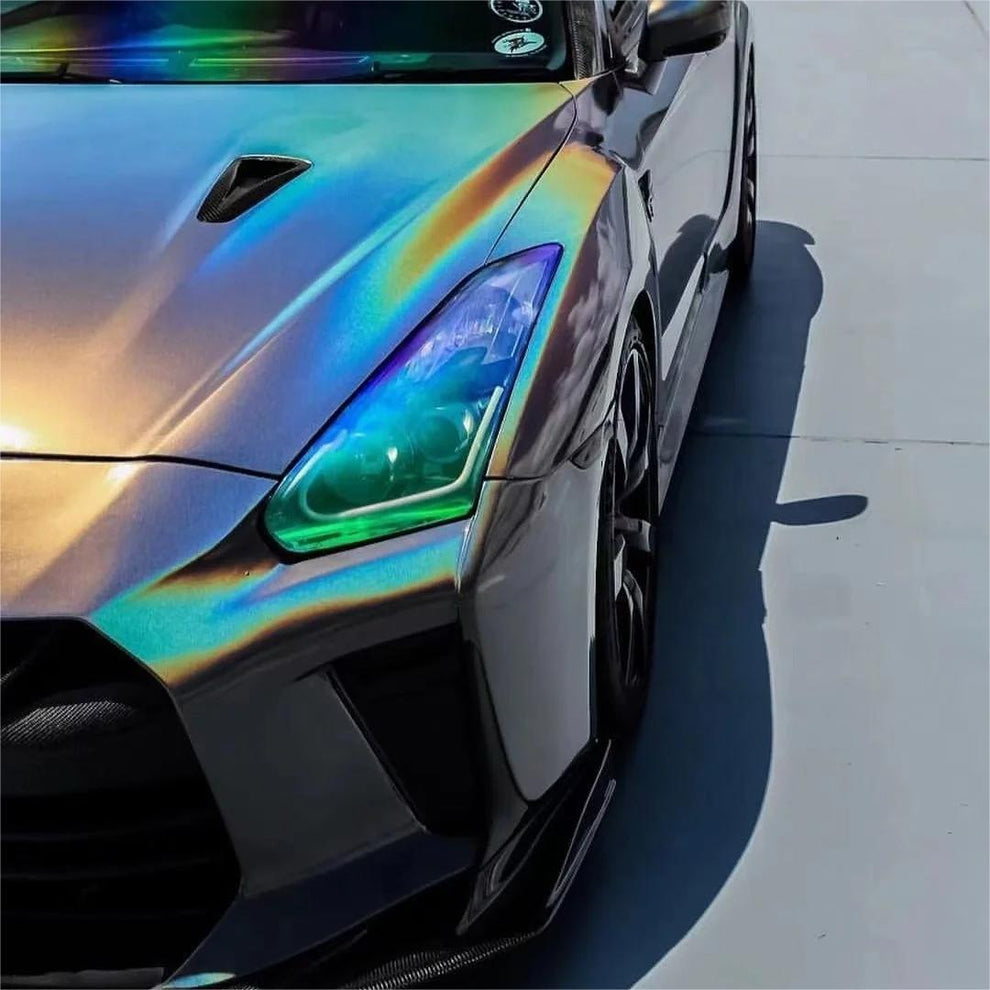 Gloss Metallic Rainbow Laser Flip Psychedelic Grey Car Vinyl Wrap product image 3 - Veloro metallic vinyl wrap