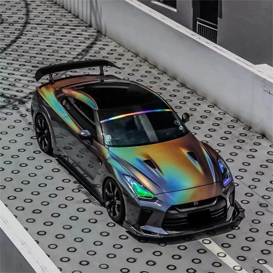 Gloss Metallic Rainbow Laser Flip Psychedelic Grey Car Vinyl Wrap product image 2 - Veloro metallic vinyl wrap