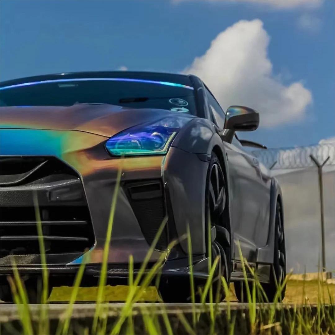 Gloss Metallic Rainbow Laser Flip Psychedelic Grey Car Vinyl Wrap product image 7 - Veloro metallic vinyl wrap