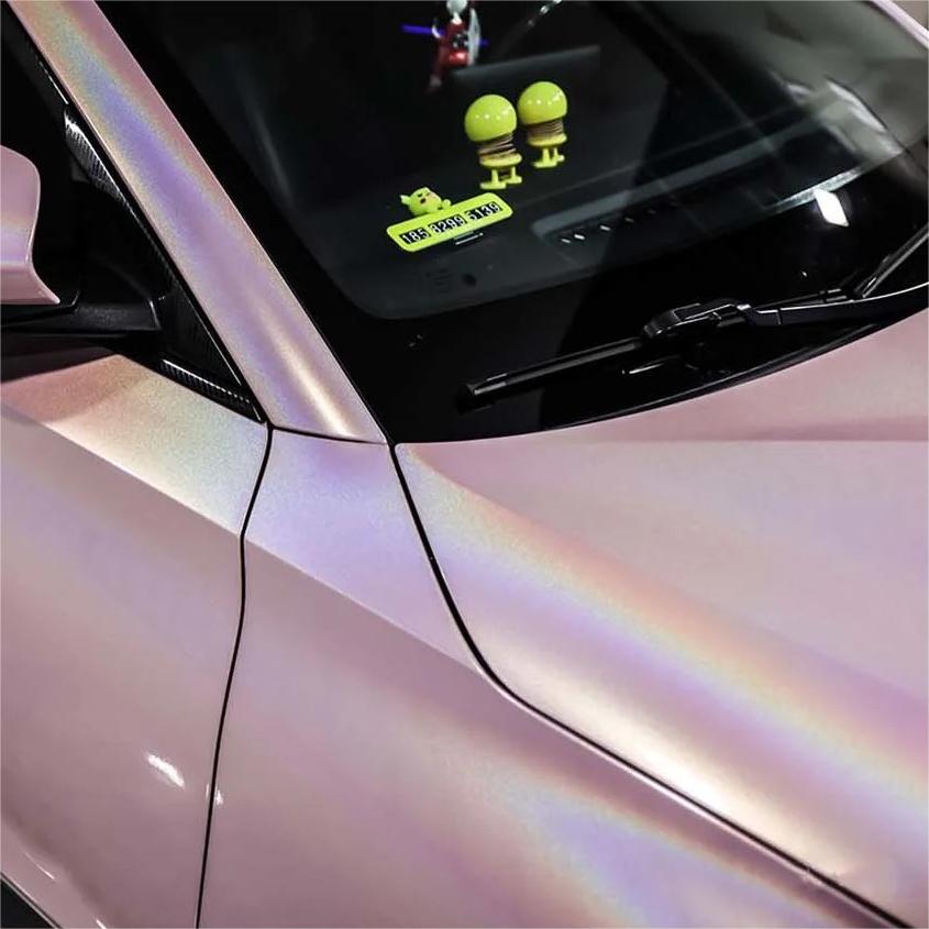 Gloss Metallic Rainbow Laser Light Pink Car Vinyl Wrap product image 4 - Veloro metallic vinyl wrap