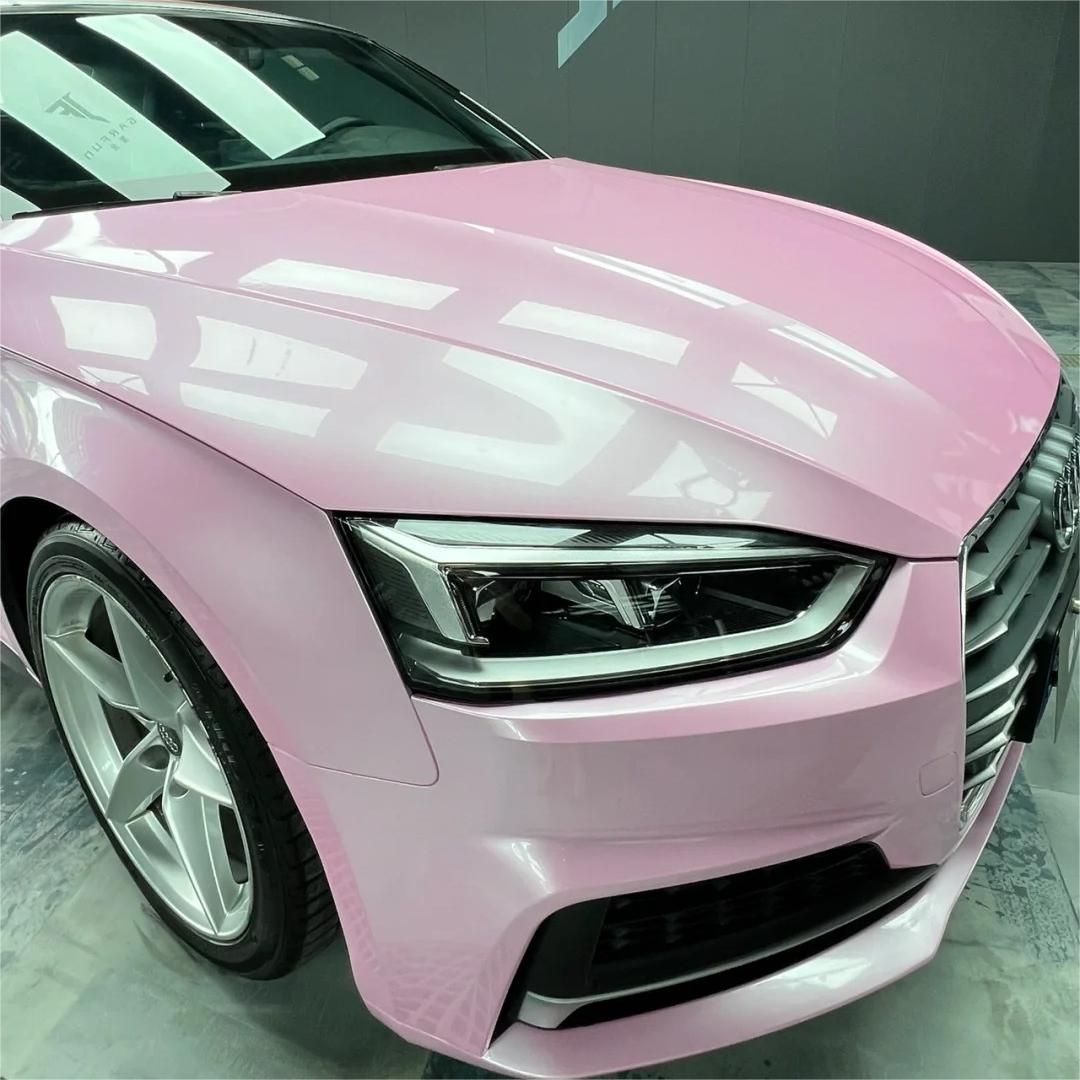 Gloss Metallic Sakura Pink Car Vinyl Wrap PET product image 4 - Veloro metallic vinyl wrap