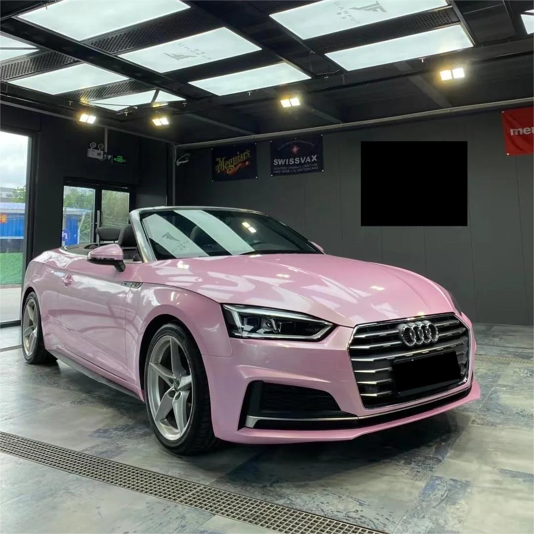 Gloss Metallic Sakura Pink Car Vinyl Wrap PET product image 2 - Veloro metallic vinyl wrap