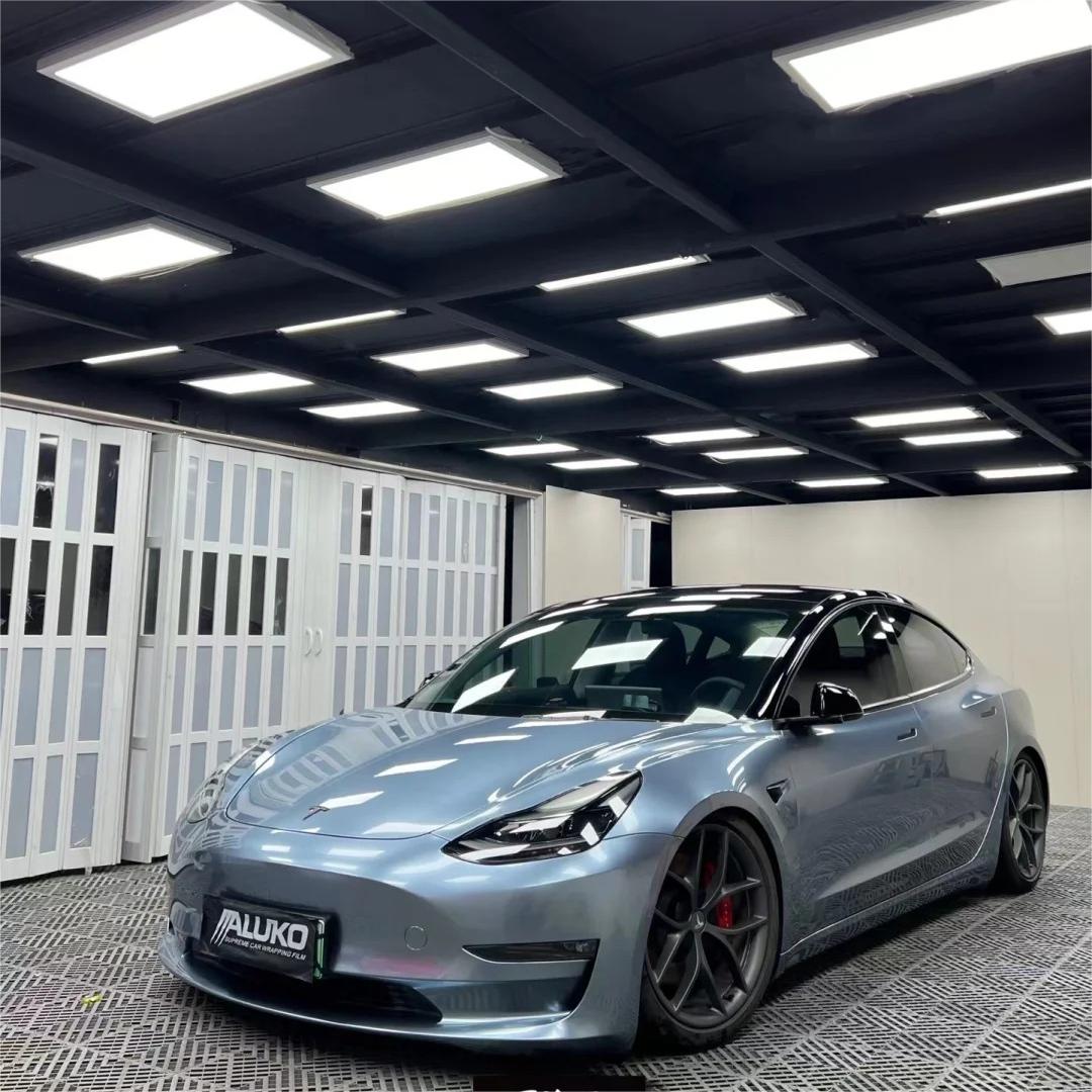 Gloss Metallic Somato Blue Car Vinyl Wrap PET product image 2 - Veloro metallic vinyl wrap