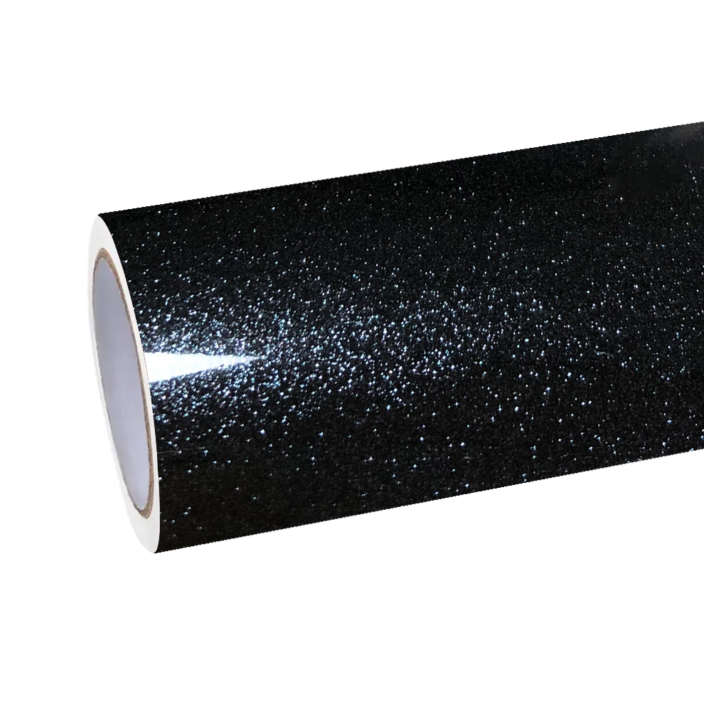 Gloss Metallic Sparkle Glitter Black Car Vinyl Wrap