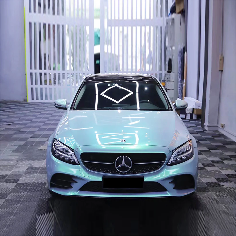 Gloss Metallic Twin Grey Green Car Vinyl Wrap Sale product image 4 - Veloro metallic vinyl wrap