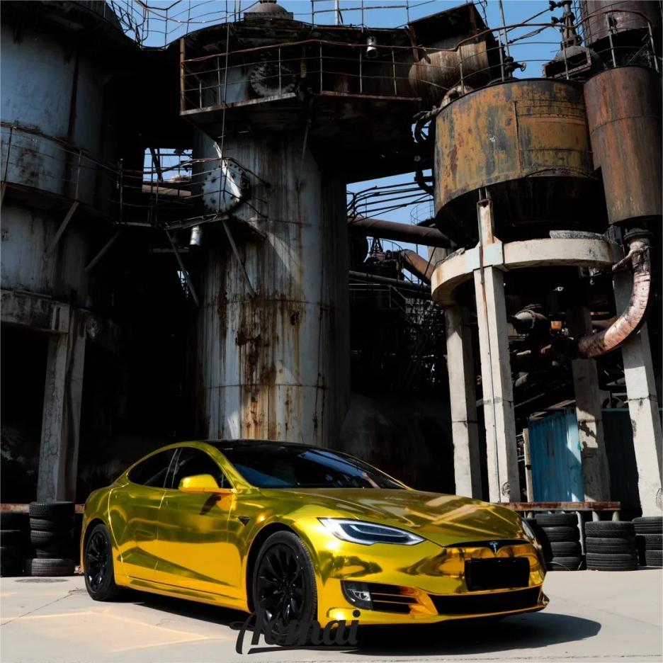 Gloss Mirror Chrome Gold Car Vinyl Wrap PET product image 8 - Veloro chrome vinyl wrap
