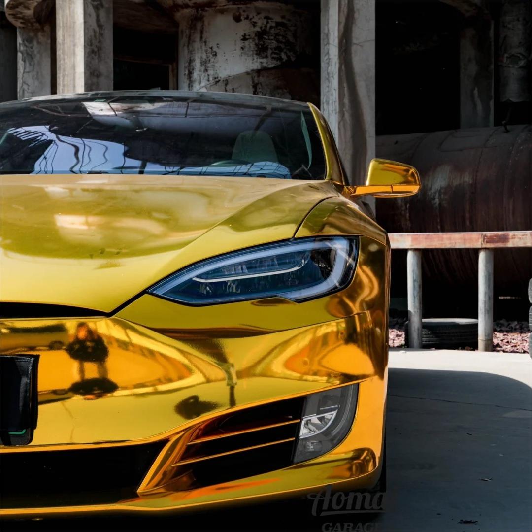 Gloss Mirror Chrome Gold Car Vinyl Wrap PET product image 10 - Veloro chrome vinyl wrap