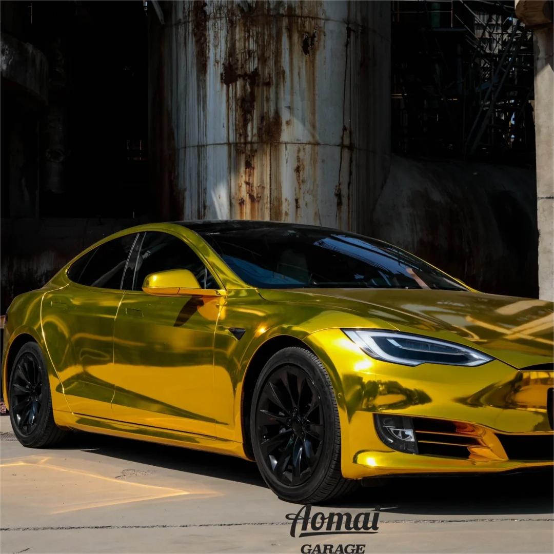 Gloss Mirror Chrome Gold Car Vinyl Wrap PET product image 9 - Veloro chrome vinyl wrap