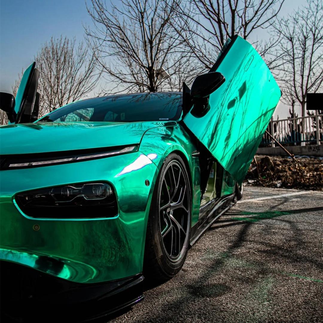 Gloss Mirror Chrome Green Car Vinyl Wrap PET product image 9 - Veloro chrome vinyl wrap