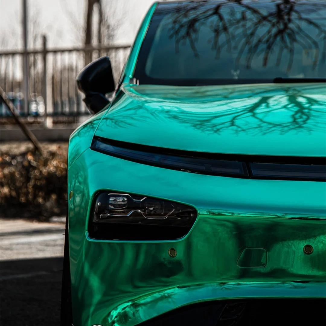 Gloss Mirror Chrome Green Car Vinyl Wrap PET product image 8 - Veloro chrome vinyl wrap