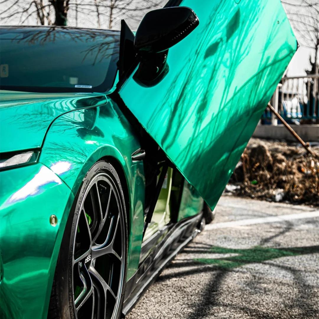 Gloss Mirror Chrome Green Car Vinyl Wrap PET product image 11 - Veloro chrome vinyl wrap