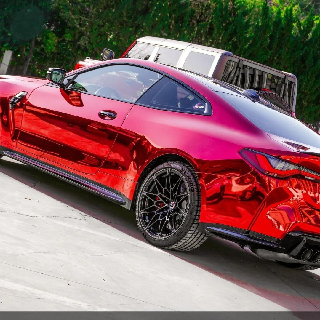 Gloss Mirror Chrome Candy Apple Red Car Vinyl Wrap PET product image 13 - Veloro chrome vinyl wrap