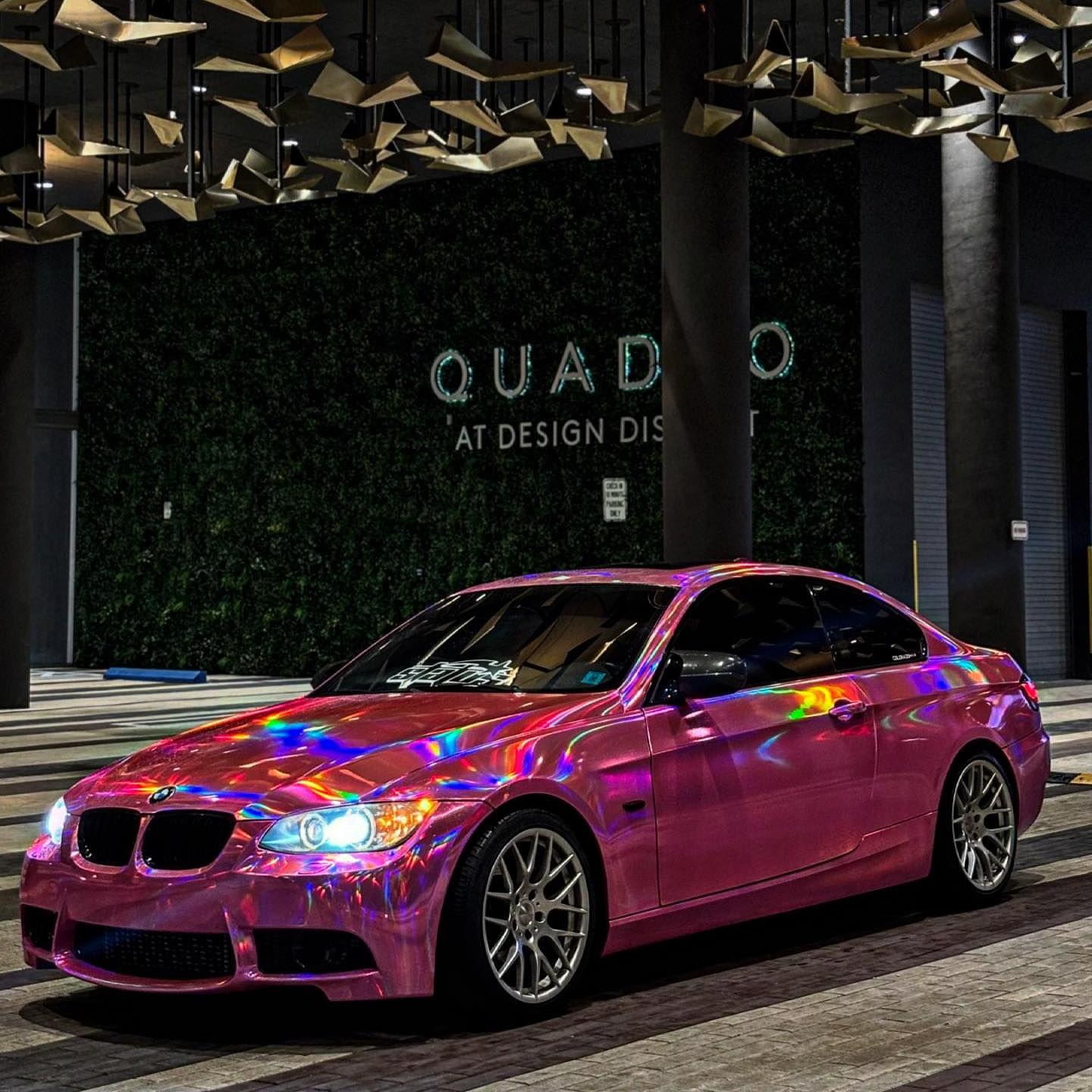 Gloss Pink Holographic Chrome Laser Car Vinyl Wrap Coupe BMW product image 14 - Veloro chrome vinyl wrap