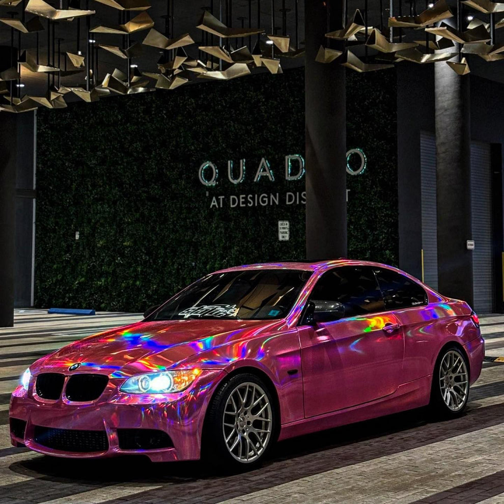 Gloss Pink Holographic Chrome Laser Car Vinyl Wrap Coupe BMW product image 14 - Veloro chrome vinyl wrap