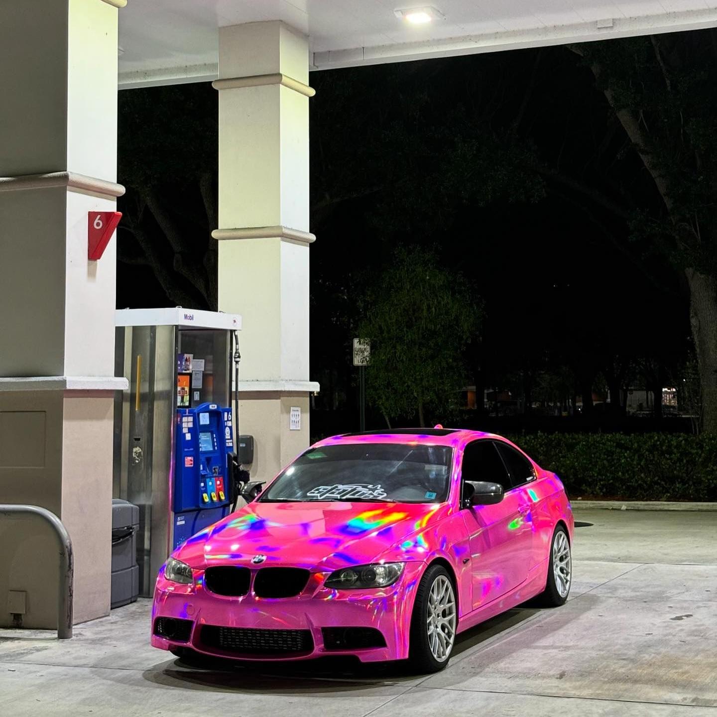 Gloss Pink Holographic Chrome Laser Car Vinyl Wrap Coupe BMW product image 13 - Veloro chrome vinyl wrap