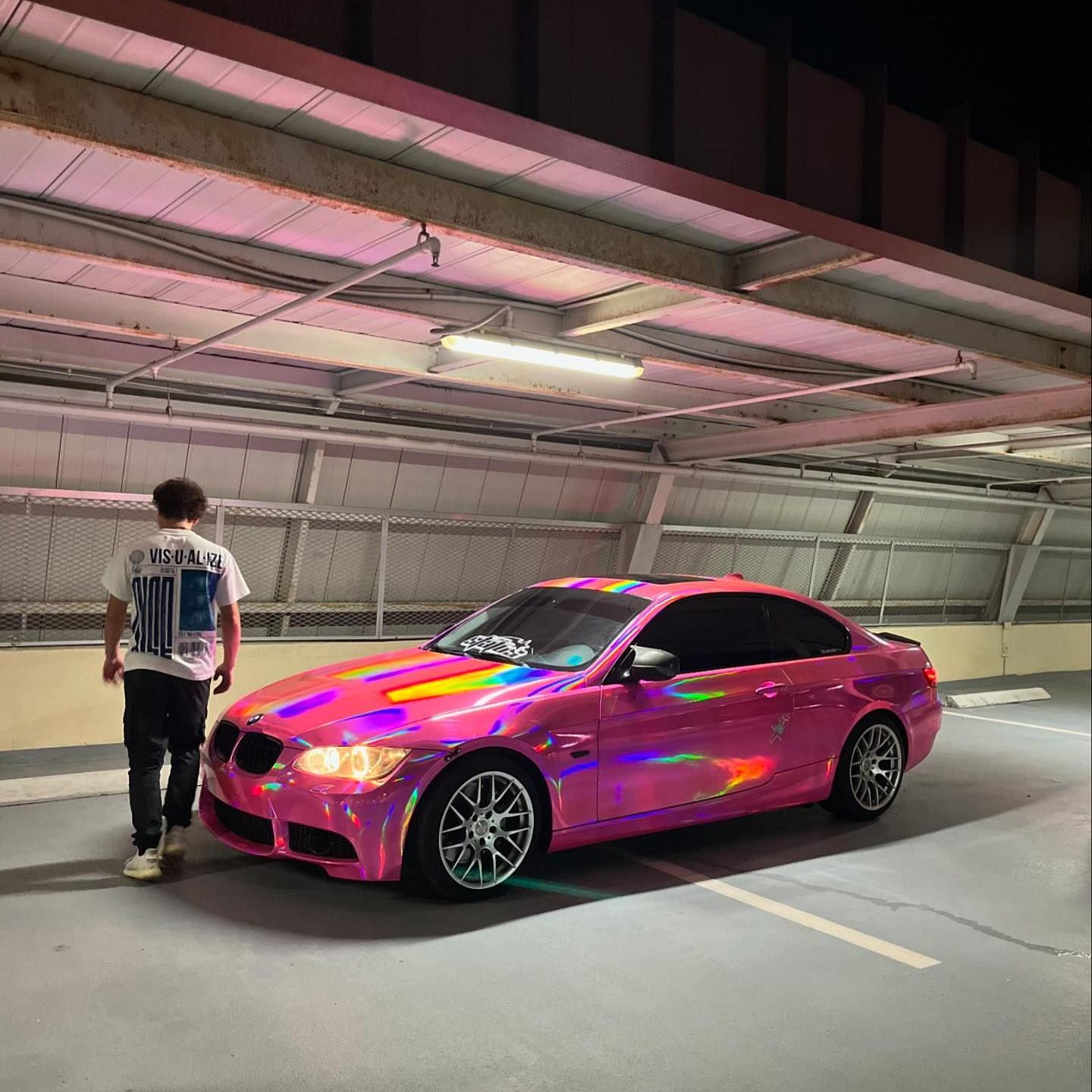 Gloss Pink Holographic Chrome Laser Car Vinyl Wrap Coupe BMW product image 12 - Veloro chrome vinyl wrap