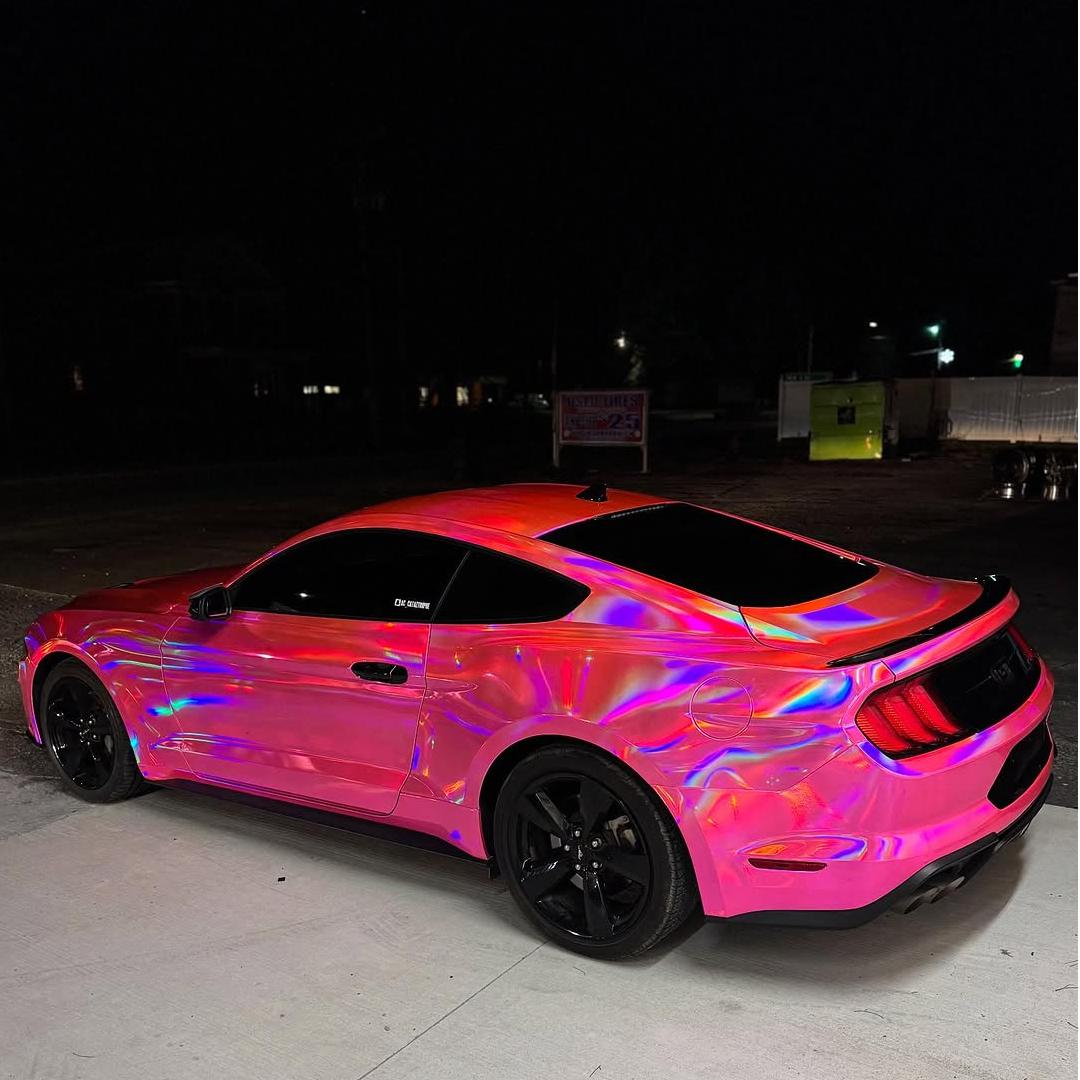 Gloss Pink Holographic Chrome Laser Car Vinyl Wrap Coupe BMW product image 10 - Veloro chrome vinyl wrap