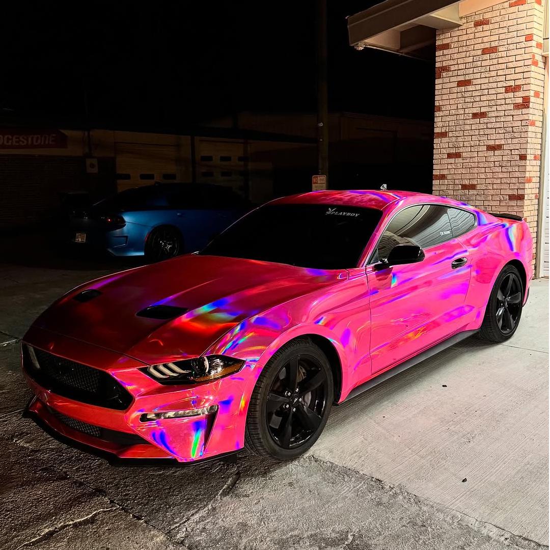 Gloss Pink Holographic Chrome Laser Car Vinyl Wrap Coupe BMW product image 9 - Veloro chrome vinyl wrap