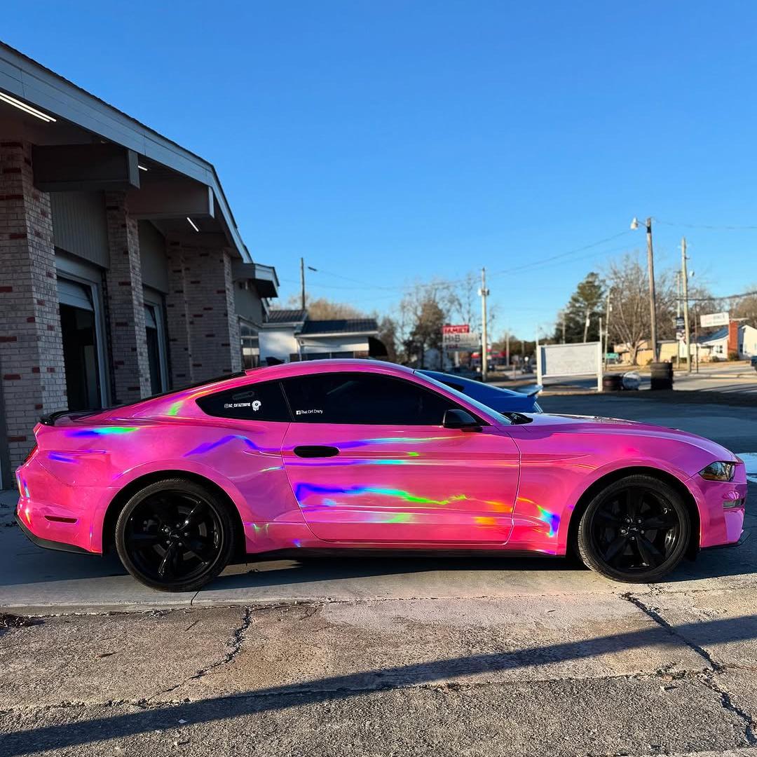 Gloss Pink Holographic Chrome Laser Car Vinyl Wrap Coupe BMW product image 8 - Veloro chrome vinyl wrap
