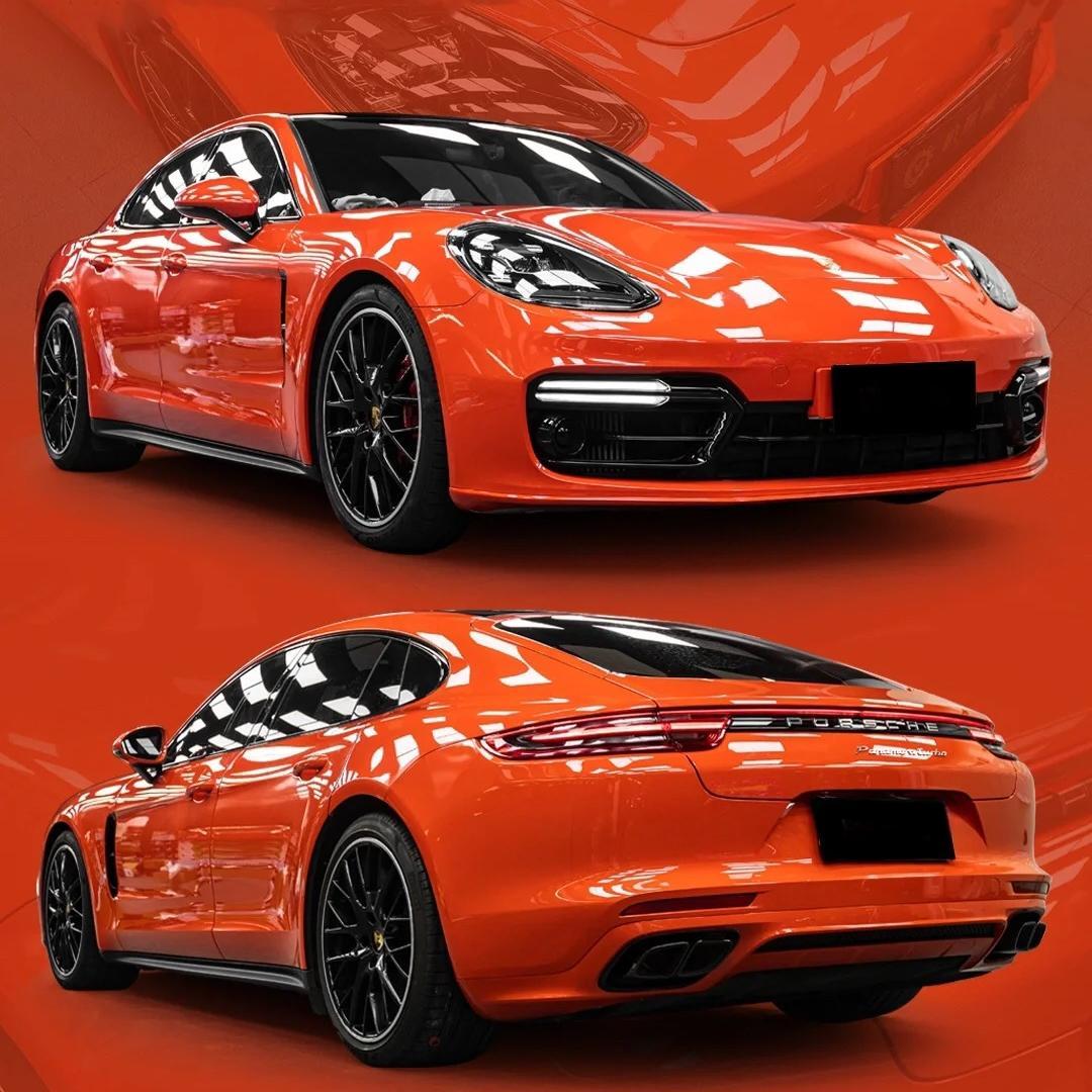 Gloss Porsche Orange Car Vinyl Wrap PET product image 2 - Veloro gloss vinyl wrap