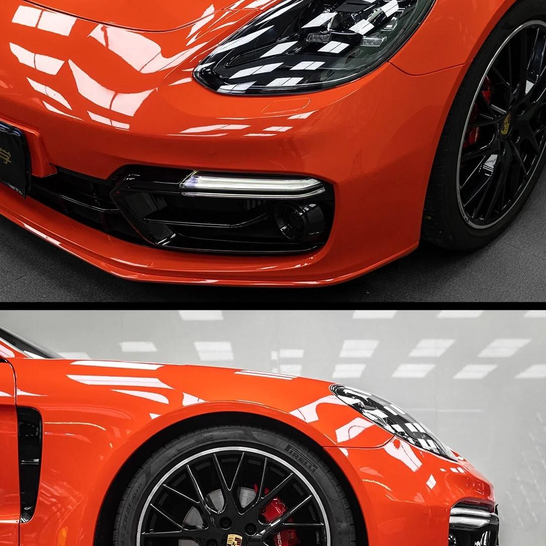 Gloss Porsche Orange Car Vinyl Wrap PET product image 4 - Veloro gloss vinyl wrap