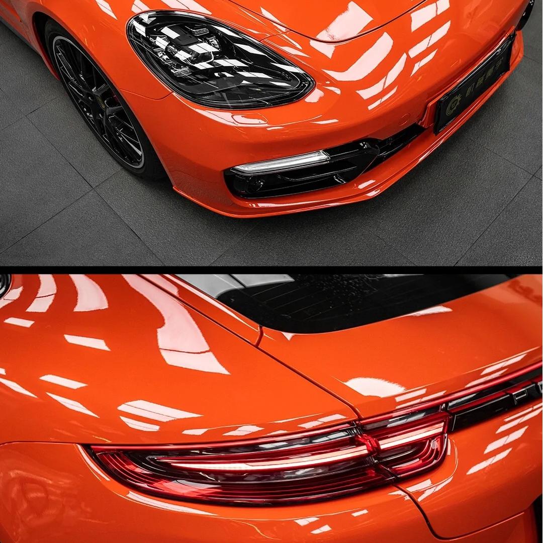 Gloss Porsche Orange Car Vinyl Wrap PET product image 5 - Veloro gloss vinyl wrap