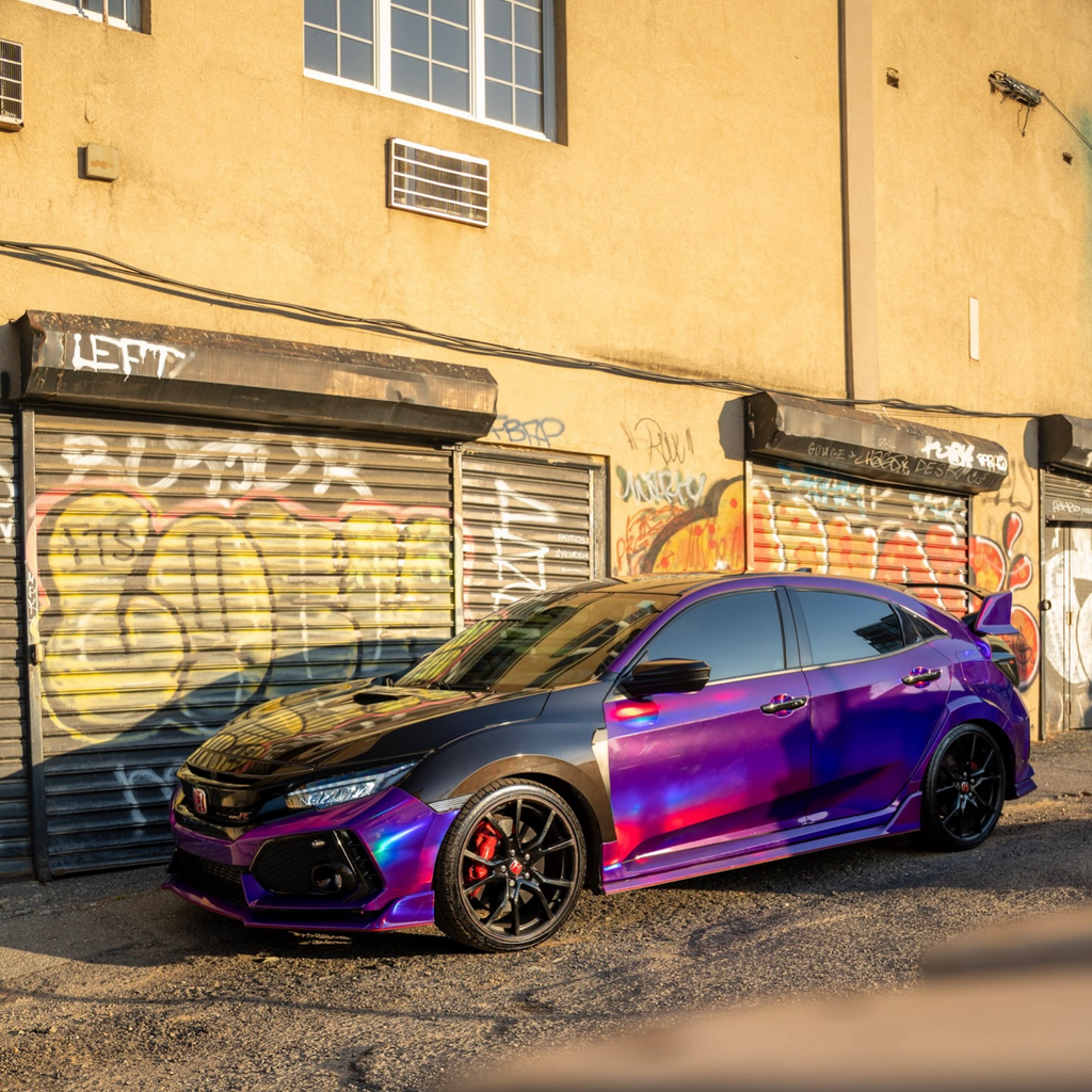Gloss Purple Holographic Chrome Laser Car Vinyl Wrap product image 7 - Veloro chrome vinyl wrap