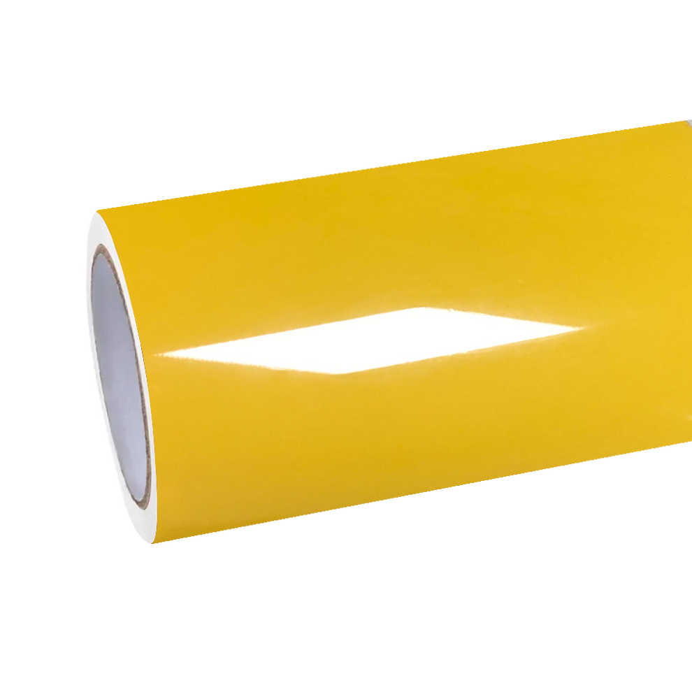 Gloss Racing Yellow Car Vinyl Wrap PET