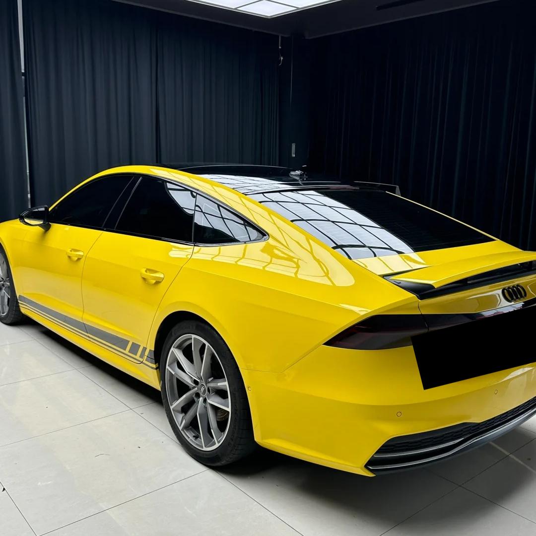 Gloss Racing Yellow Car Vinyl Wrap PET product image 3 - Veloro gloss vinyl wrap