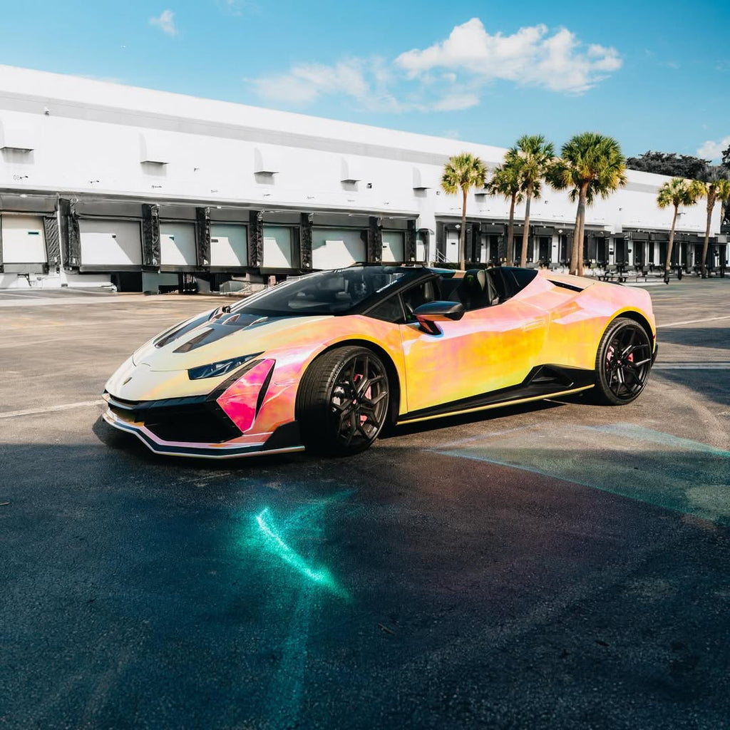 Gloss Rainbow Chrome Holographic Pink Car Vinyl Wrap product image 4 - Veloro chrome vinyl wrap