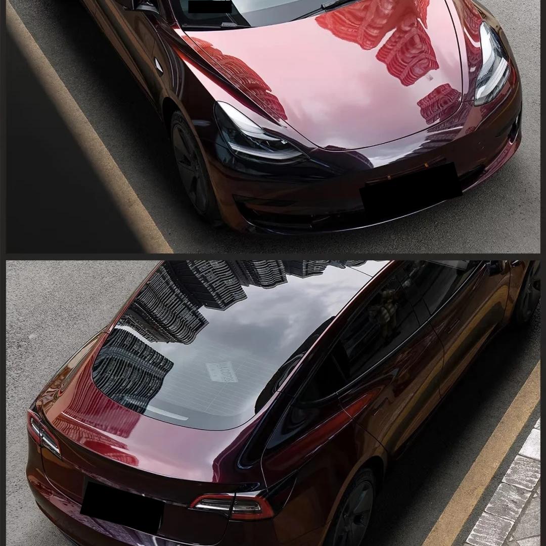 Gloss Chameleon Color Shift Black Red Car Vinyl Wrap PET product image 3 - Veloro color shift vinyl wrap