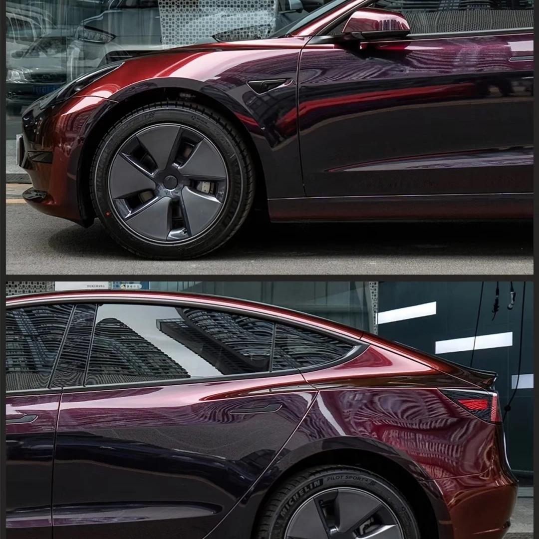 Gloss Chameleon Color Shift Black Red Car Vinyl Wrap PET product image 5 - Veloro color shift vinyl wrap
