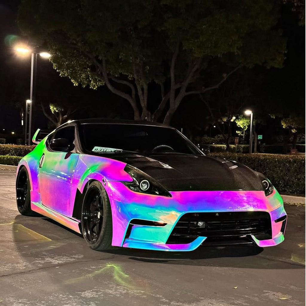 Gloss Rainbow Holographic Chrome White Car Vinyl Wrap PET product image 5 - Veloro chrome vinyl wrap