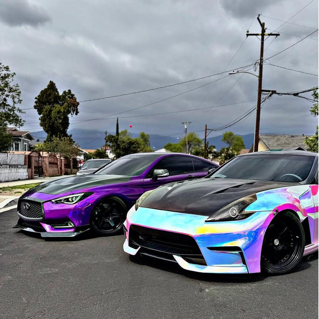 Gloss Rainbow Holographic Chrome White Car Vinyl Wrap PET product image 6 - Veloro chrome vinyl wrap