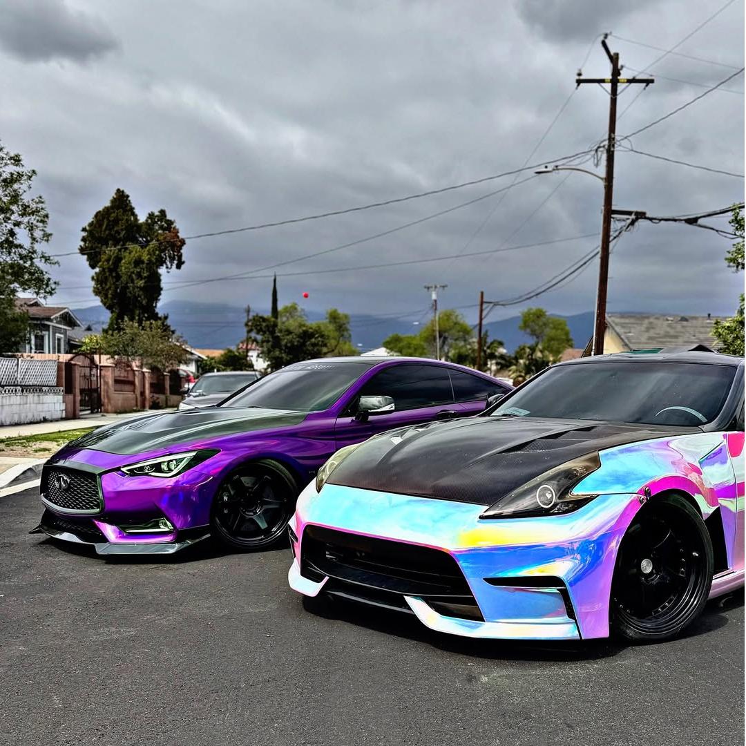 Gloss Rainbow Holographic Chrome White Car Vinyl Wrap PET product image 6 - Veloro chrome vinyl wrap
