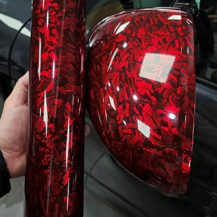Gloss Red Forged Carbon Car Vinyl Wrap PET product image 3 - Veloro carbon fiber vinyl wrap