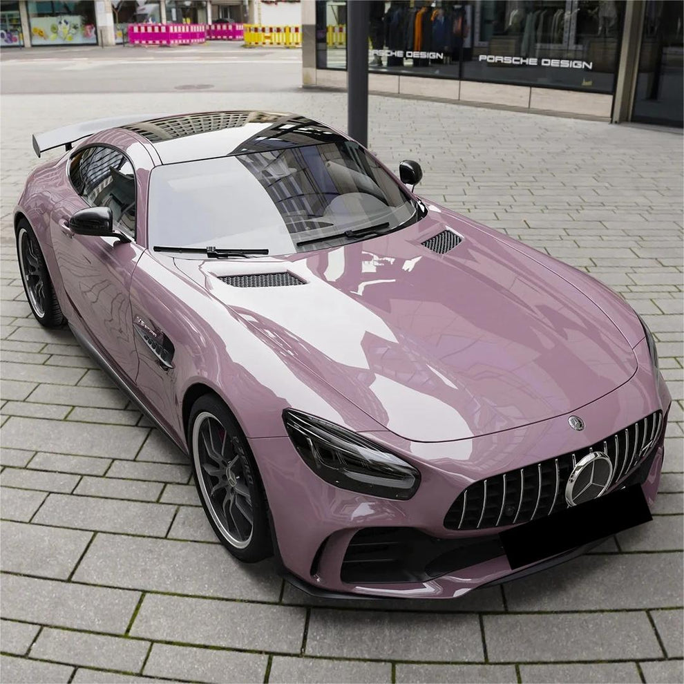 Gloss Rose Latte Pink Car Vinyl Wrap PET product image 2 - Veloro gloss vinyl wrap