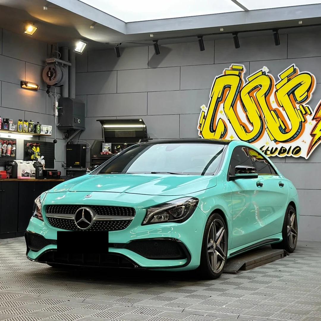 Glossy Crystal Tiffany Blue Car Vinyl Wrap PET product image 3 - Veloro gloss vinyl wrap