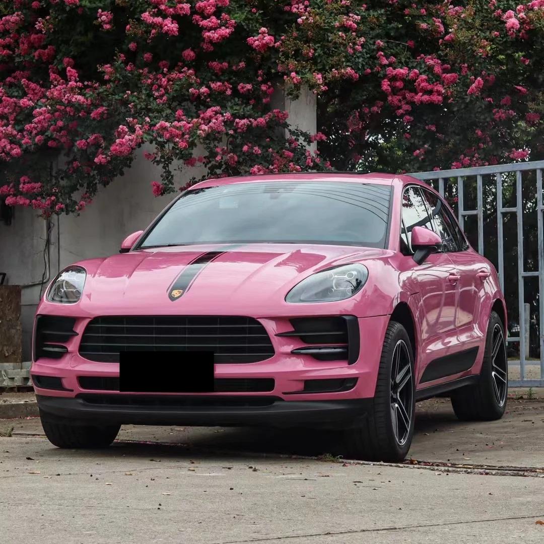 Gloss Tulip Pink Car Vinyl Wrap PET product image 2 - Veloro gloss vinyl wrap
