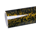 Gloss Yellow Forged Carbon Fiber Car Vinyl Wrap PET