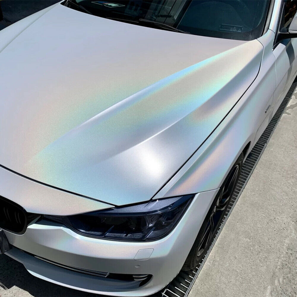 Matte Metallic Rainbow Laser White Car Vinyl Wrap PET product image 4 - Veloro matte vinyl wrap