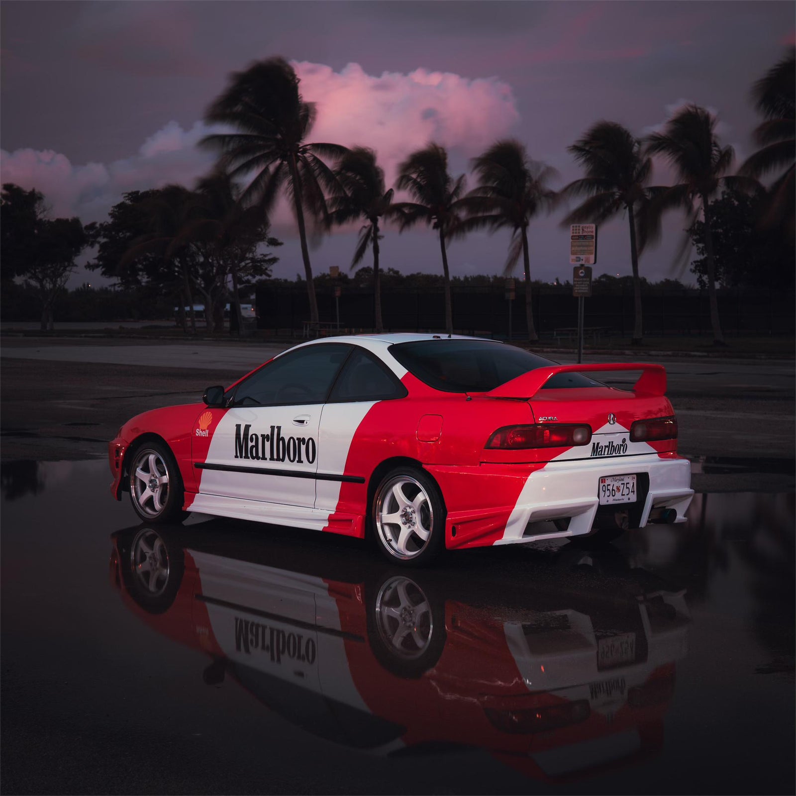 Marlboro Racing Car wrap Custom Design - White, Red and Black Car Wrap (Bundle) product image 2 - Veloro automotive