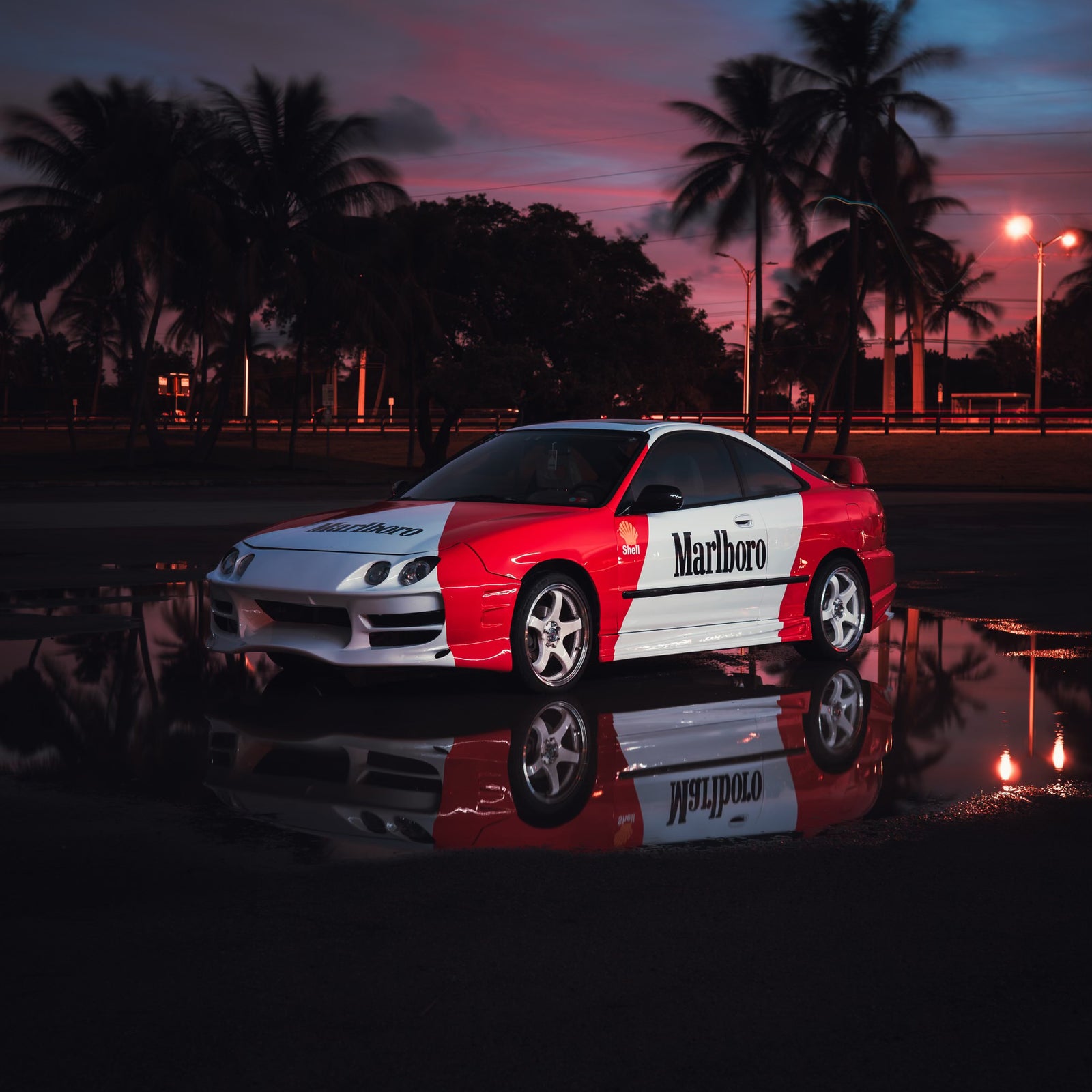 Marlboro Racing Car wrap Custom Design - White, Red and Black Car Wrap (Bundle)