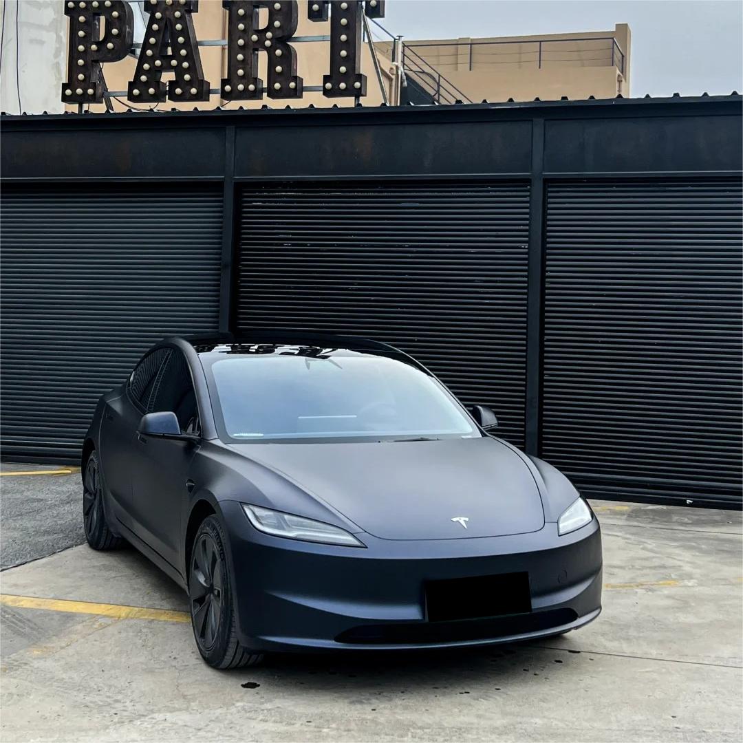 Best Matte Dark Blue Car Vinyl Wrap PET product image 2 - Veloro matte vinyl wrap