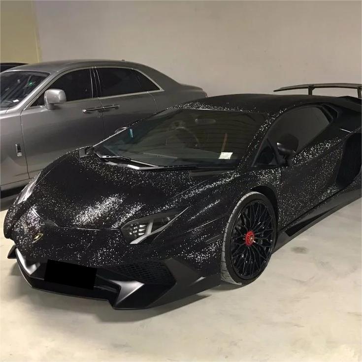 Matte Diamond Glitter Black Car Vinyl Wrap product image 4 - Veloro matte vinyl wrap