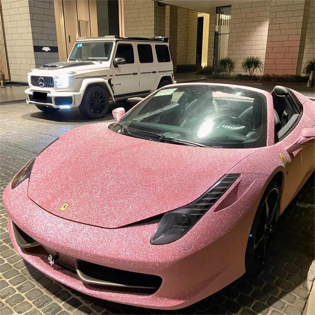 Matte Diamond Glitter Pink Car Vinyl Wrap product image 9 - Veloro matte vinyl wrap