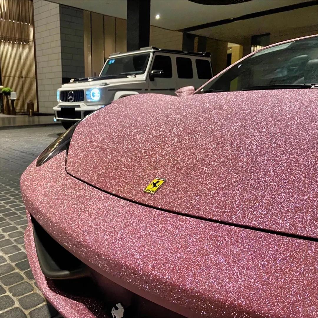 Matte Diamond Glitter Pink Car Vinyl Wrap product image 11 - Veloro matte vinyl wrap