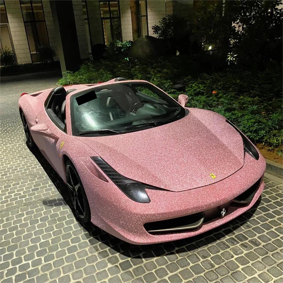 Matte Diamond Glitter Pink Car Vinyl Wrap product image 7 - Veloro matte vinyl wrap