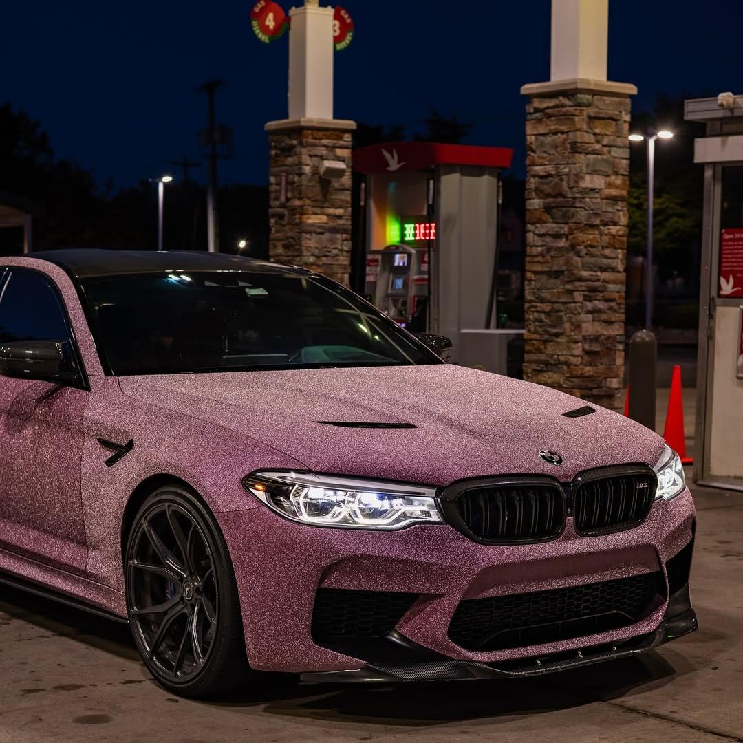 Matte Diamond Glitter Pink Car Vinyl Wrap product image 4 - Veloro matte vinyl wrap