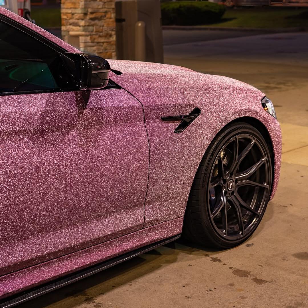 Matte Diamond Glitter Pink Car Vinyl Wrap product image 6 - Veloro matte vinyl wrap